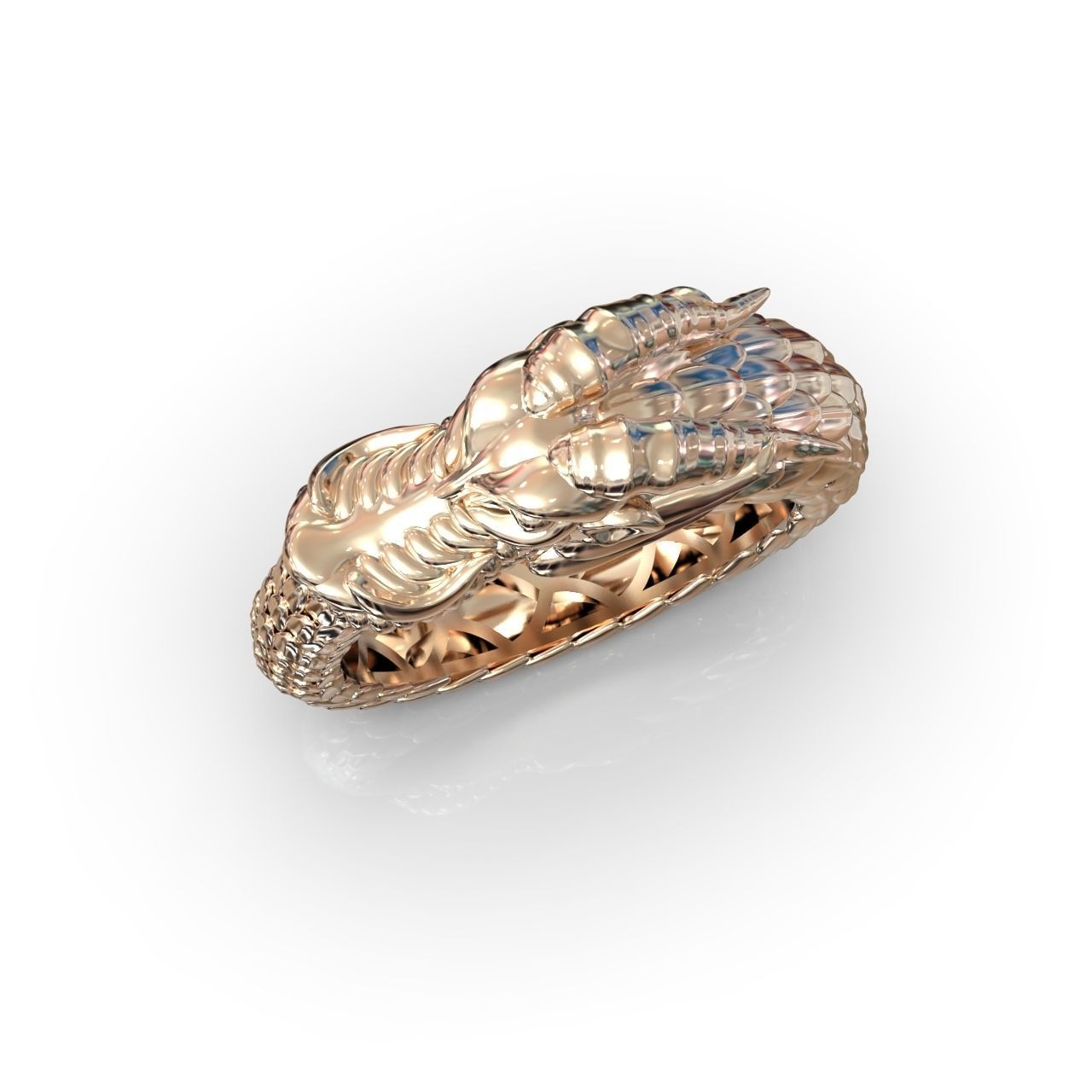 Ouroboros ring dragon biting its own tail 3D print model_9