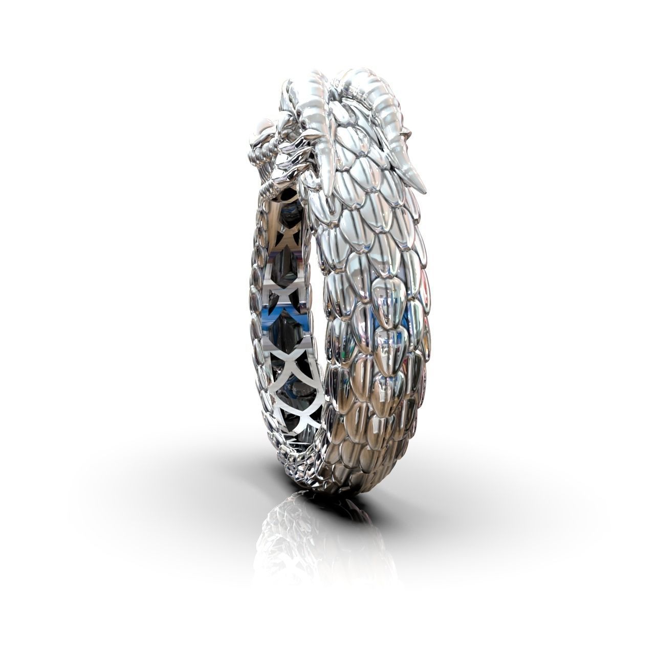 Ouroboros ring dragon biting its own tail 3D print model_15