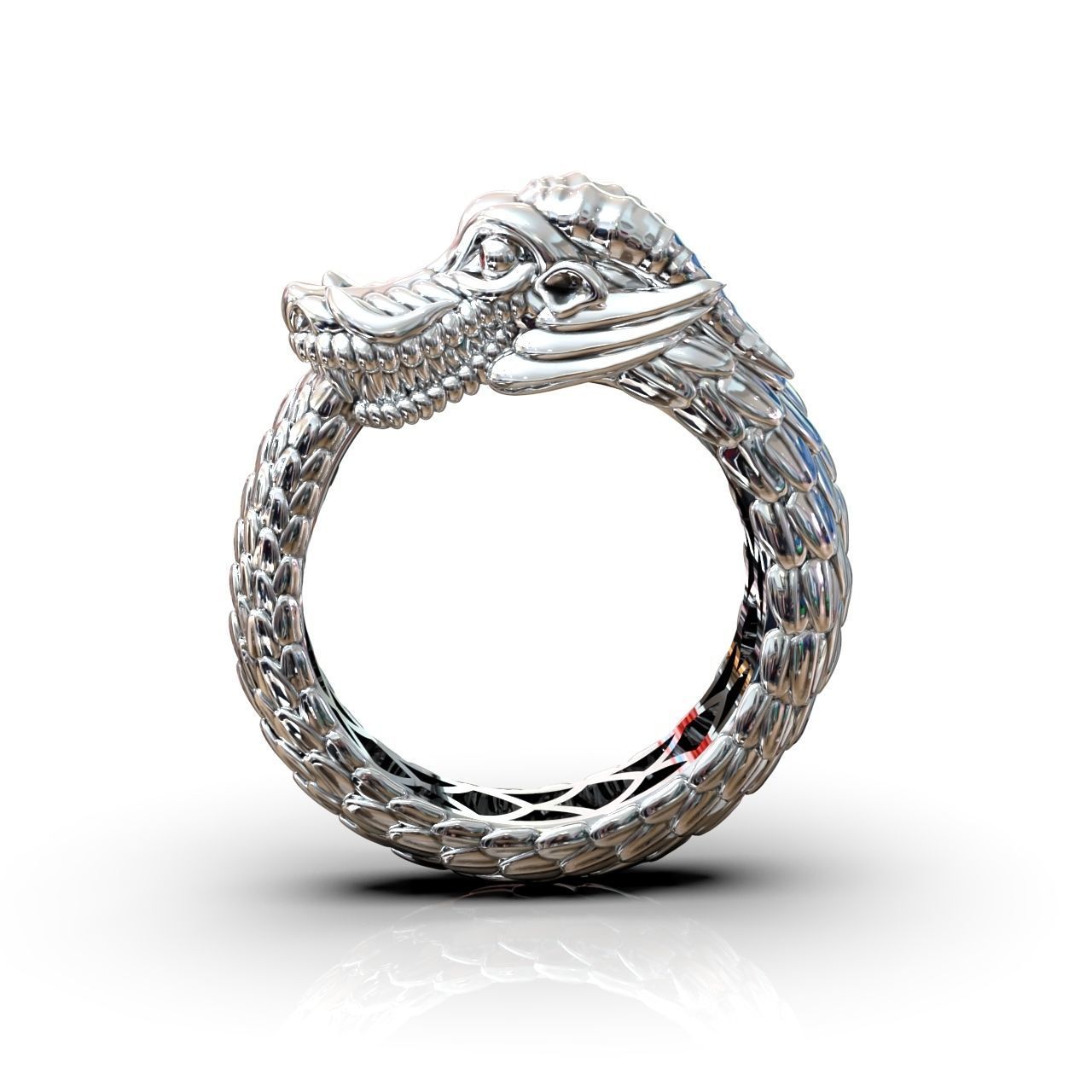 Ouroboros ring dragon biting its own tail 3D print model_13