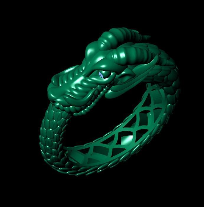 Ouroboros ring dragon biting its own tail 3D print model_22