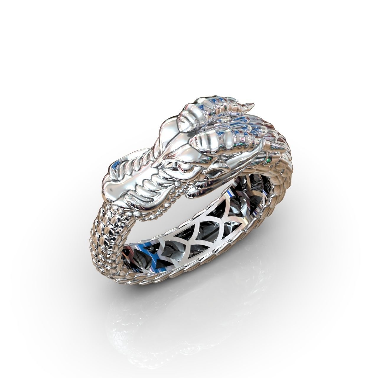 Ouroboros ring dragon biting its own tail 3D print model_14