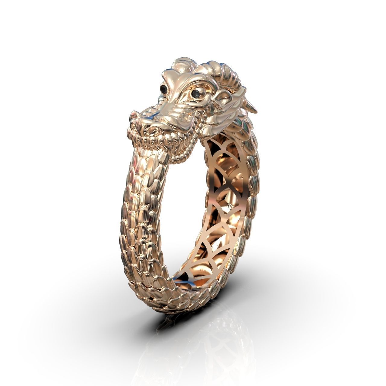 Ouroboros ring dragon biting its own tail 3D print model_5