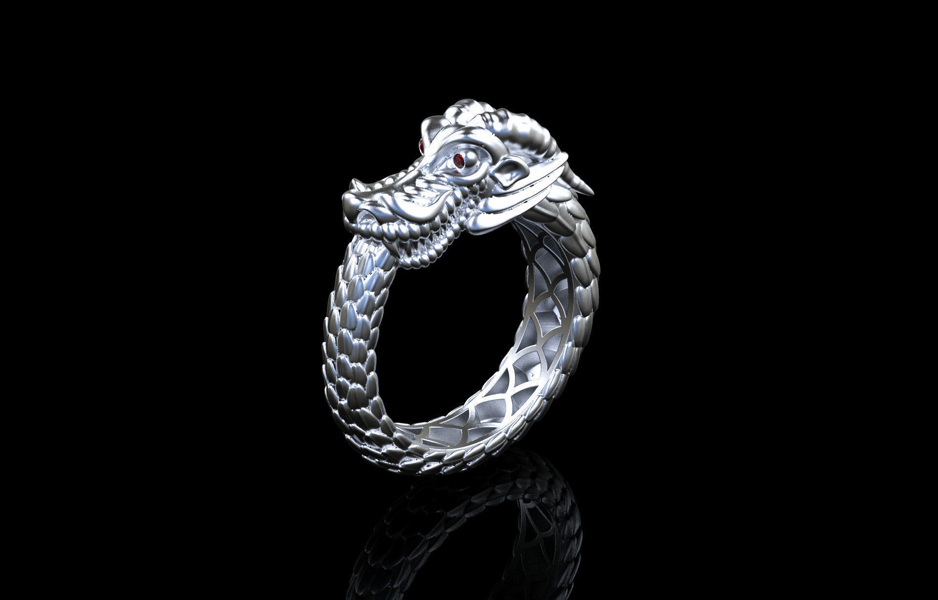 Ouroboros ring dragon biting its own tail 3D print model_10