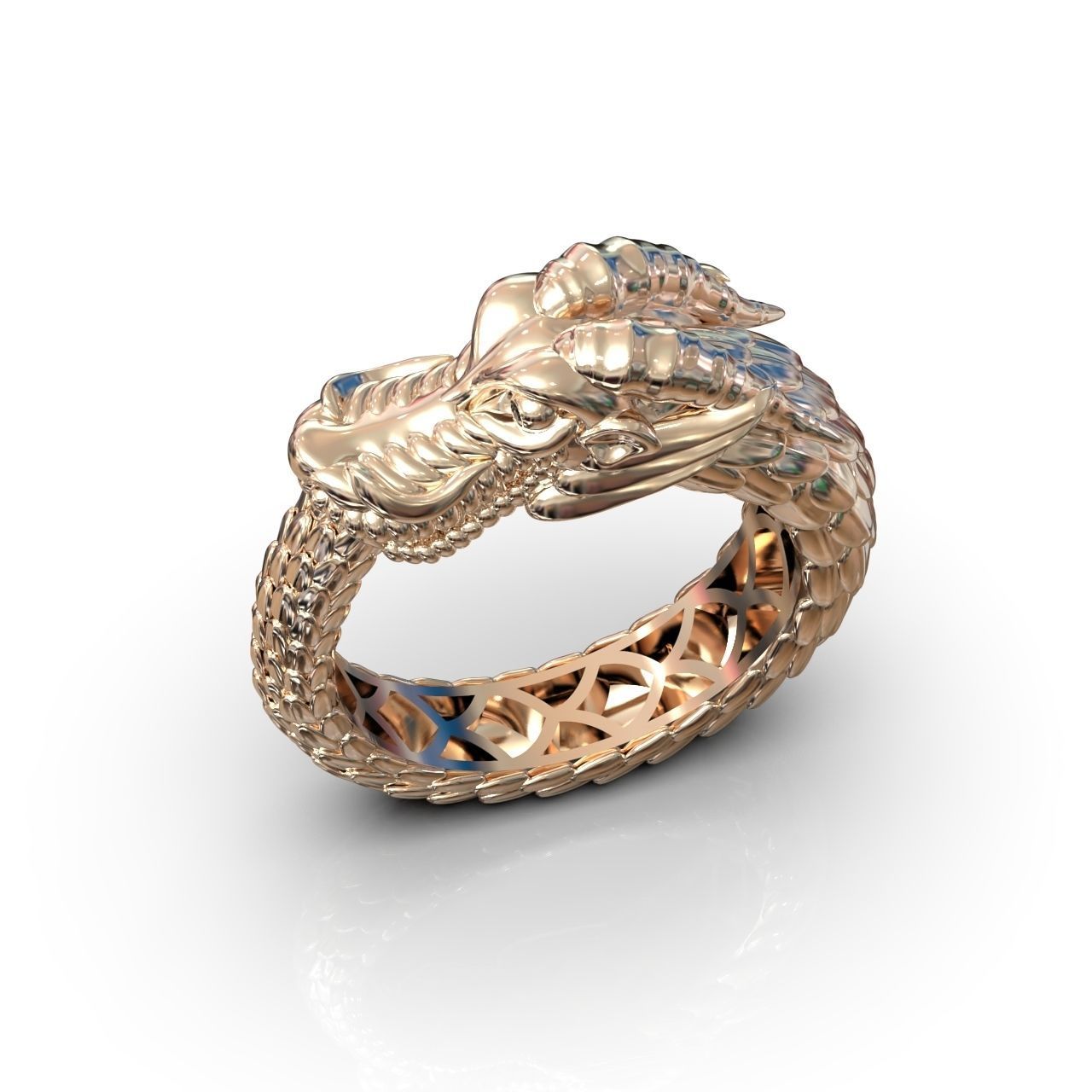 Ouroboros ring dragon biting its own tail 3D print model_6
