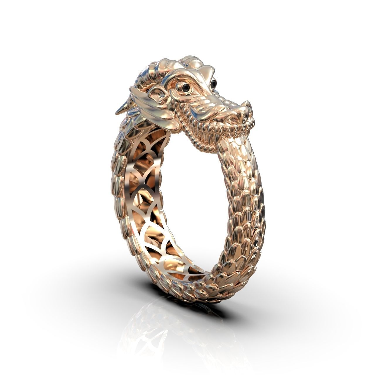 Ouroboros ring dragon biting its own tail 3D print model_8
