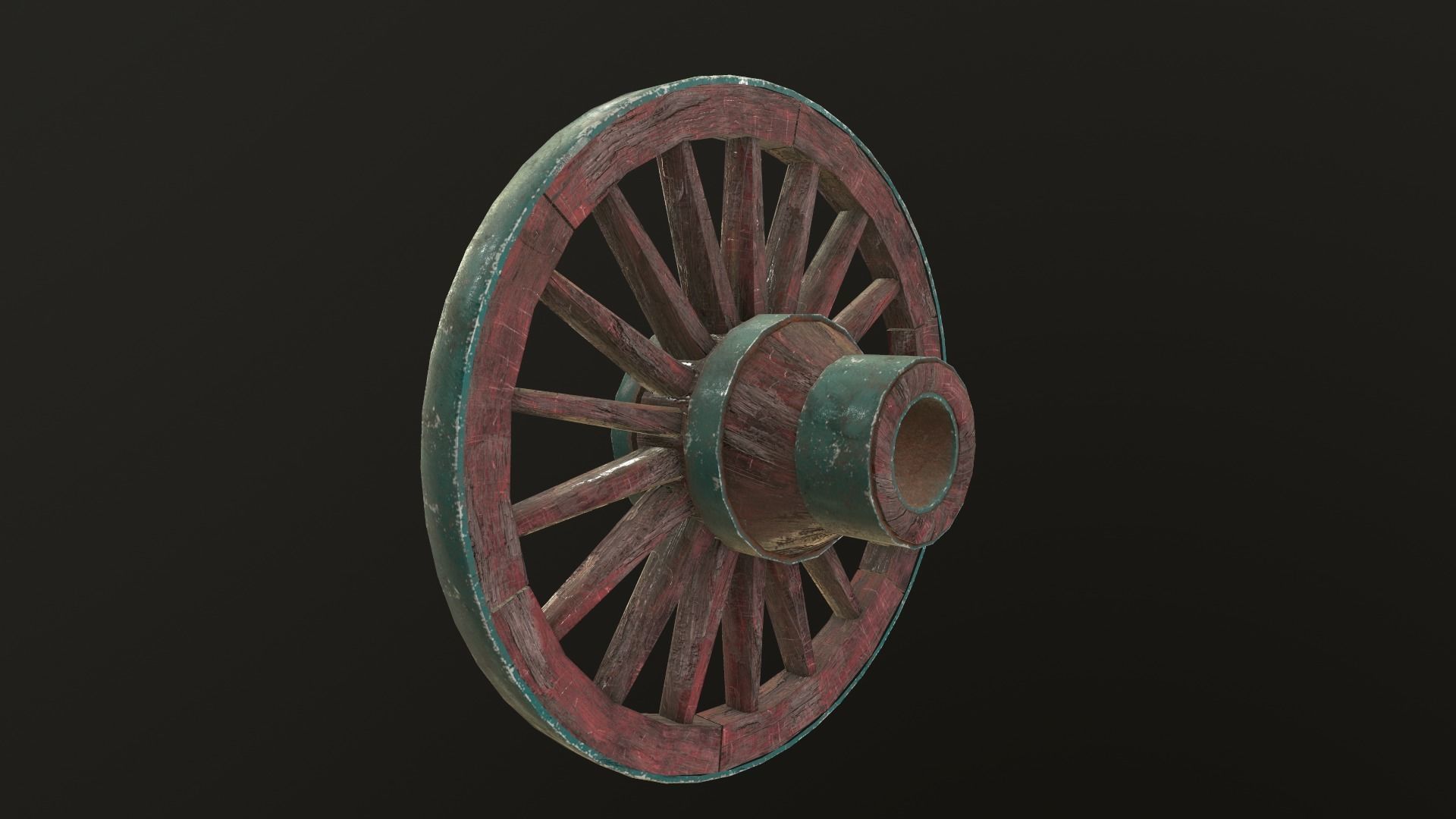 Wagon Wheel 2 Low-poly 3D model_3