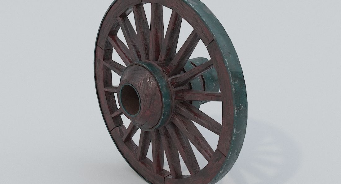 Wagon Wheel 2 Low-poly 3D model_5