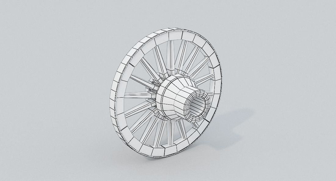 Wagon Wheel 2 Low-poly 3D model_7