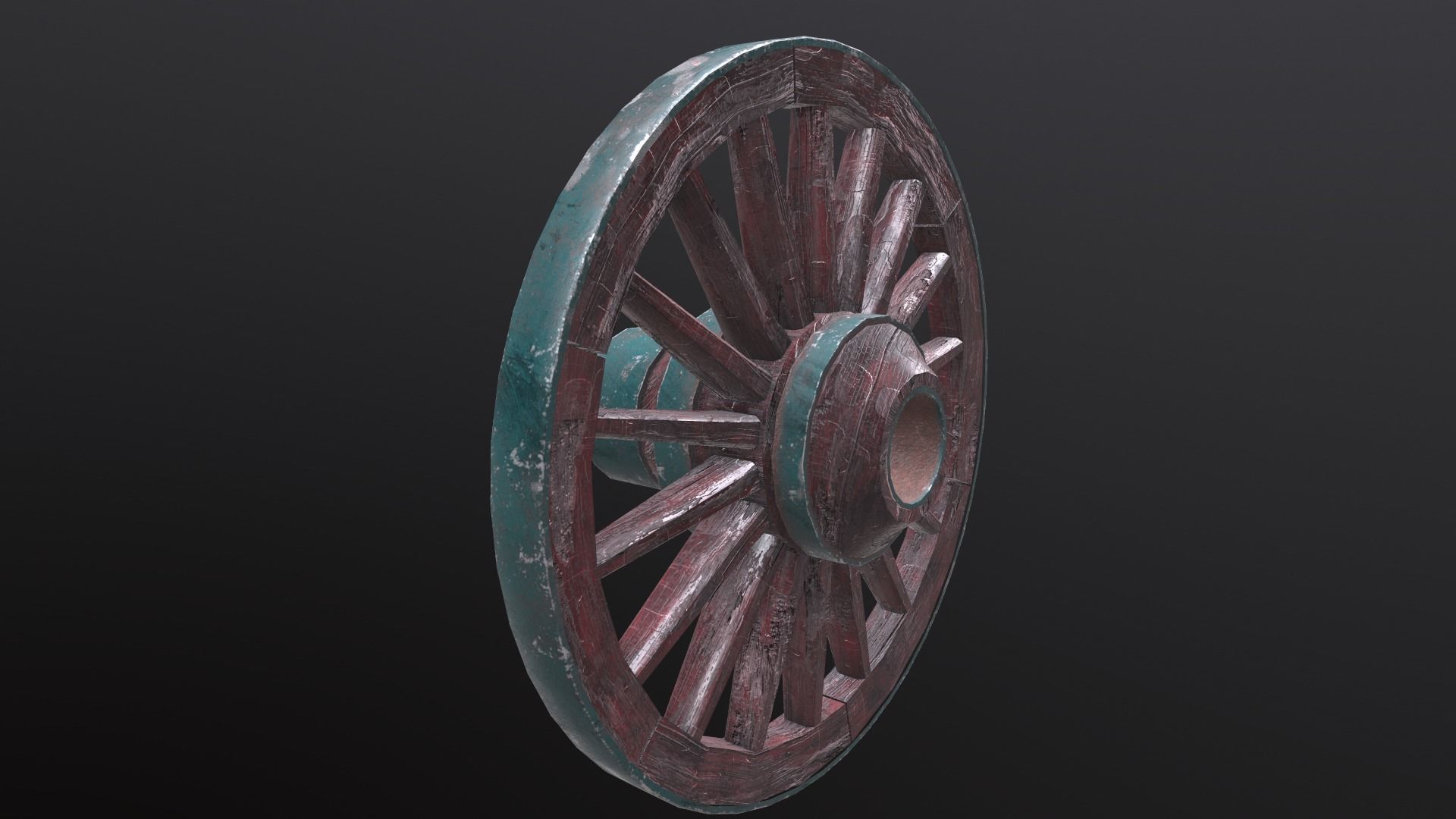 Wagon Wheel 2 Low-poly 3D model_4