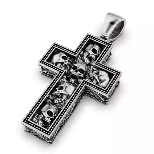 Cross with skulls and patterns 3D print model