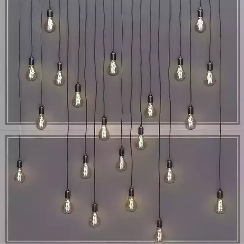light-01 many light bulbs hanging on wall 3D model