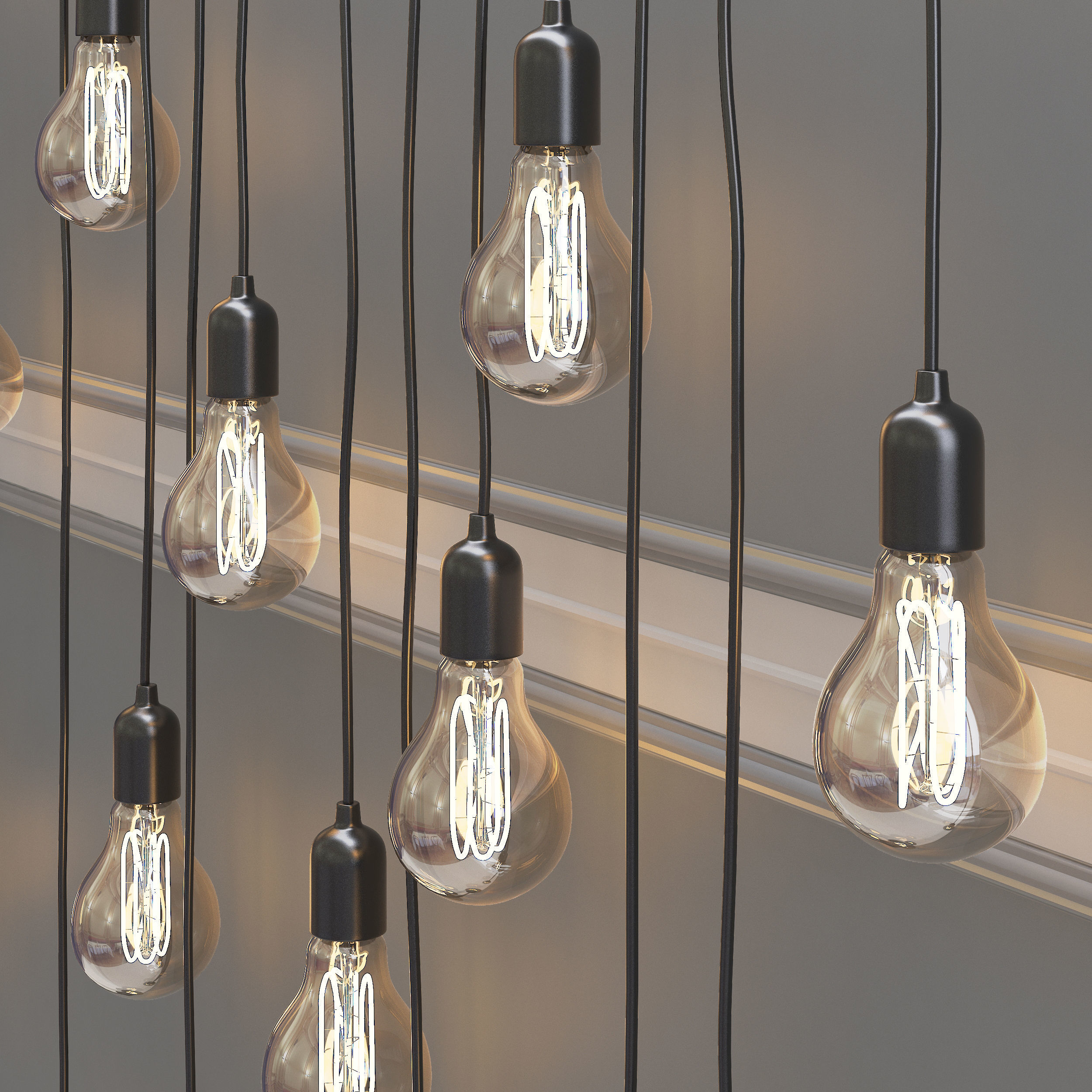light-01 many light bulbs hanging on wall 3D model_1