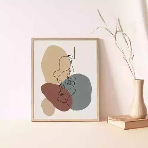 Face line art drawart minimal wall decor 