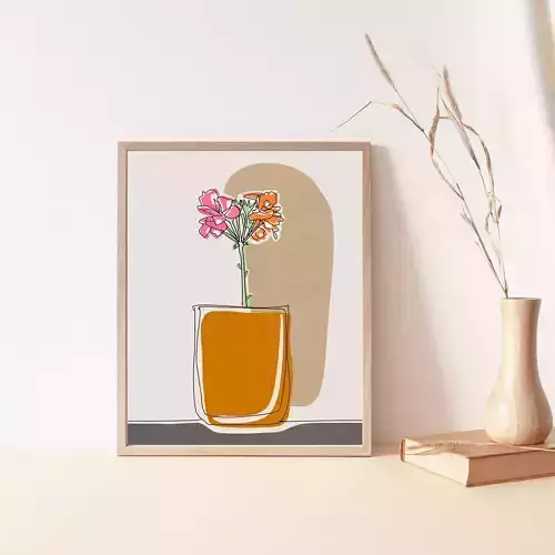 Flowers digital art wall decor minimal print art