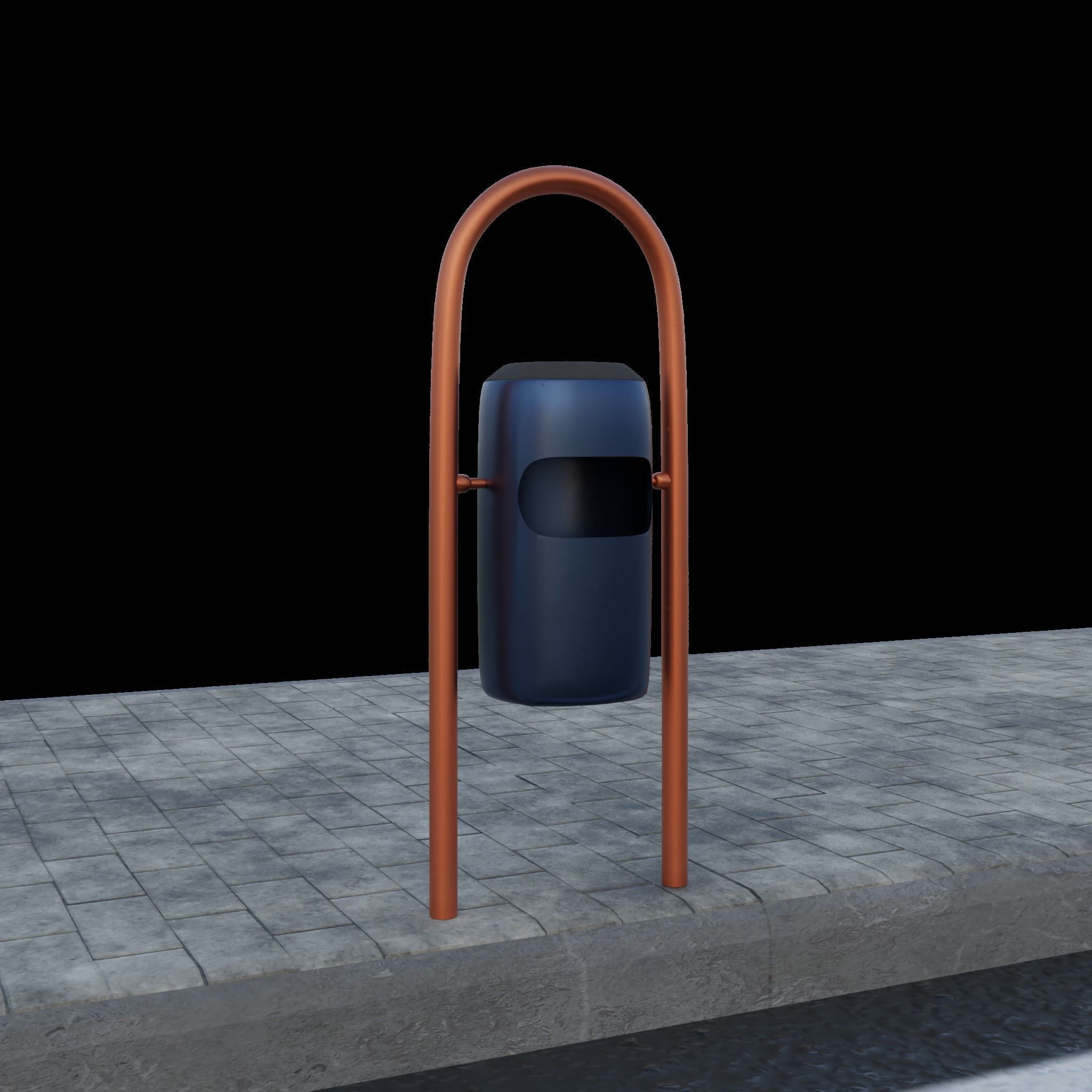 Trash Can - Street 3 Different Colors Low Poly 3D Model Low-poly 3D model_4