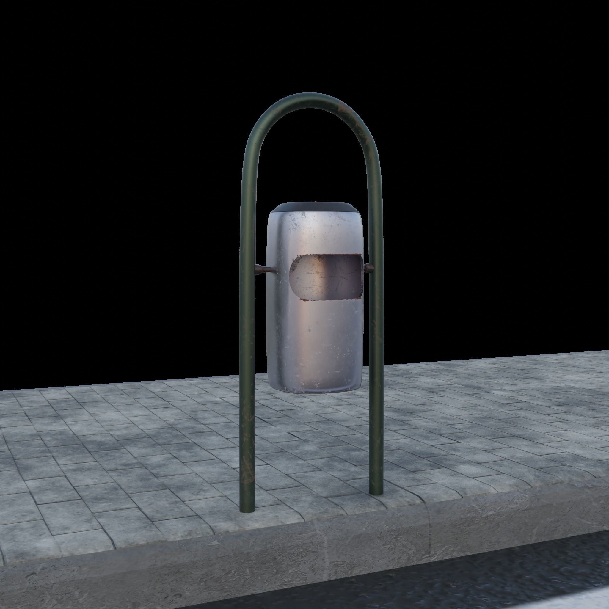 Trash Can - Street 3 Different Colors Low Poly 3D Model Low-poly 3D model_3
