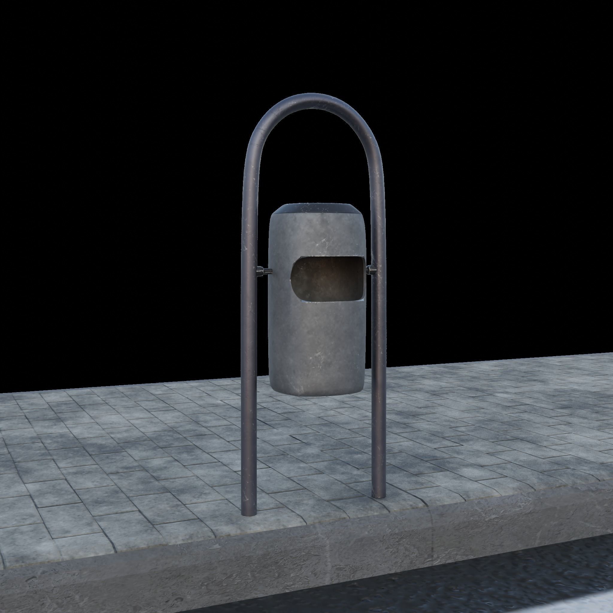 Trash Can - Street 3 Different Colors Low Poly 3D Model Low-poly 3D model_2