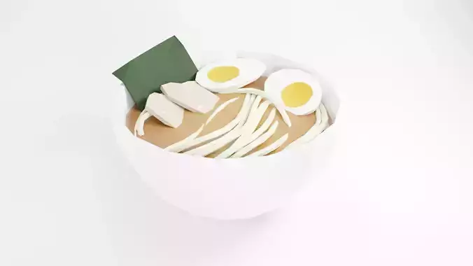 Ramen Low Poly bowl of with egg on top