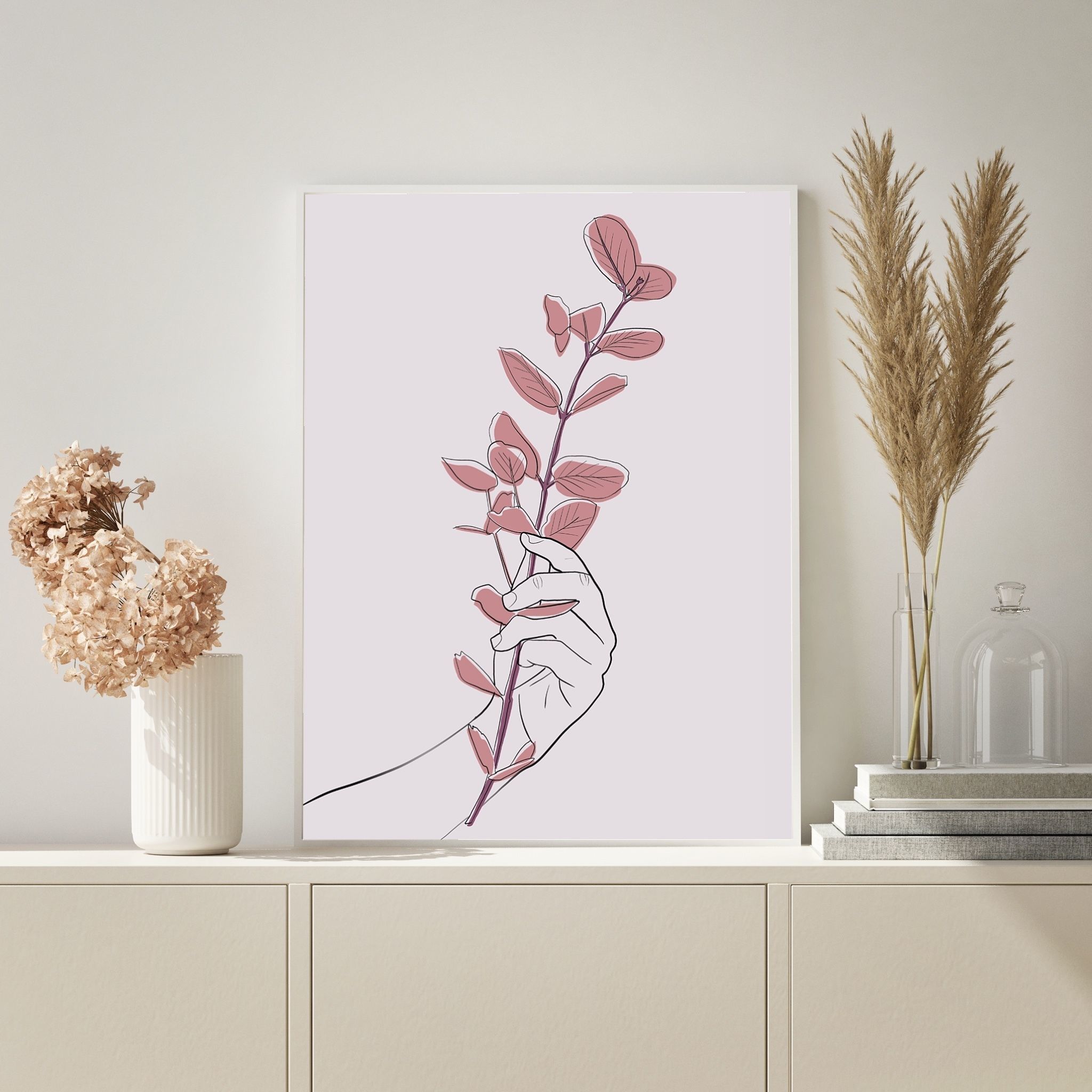 Plant Draw art wall decor print art minimal hand Draw fine art 3D print model_3