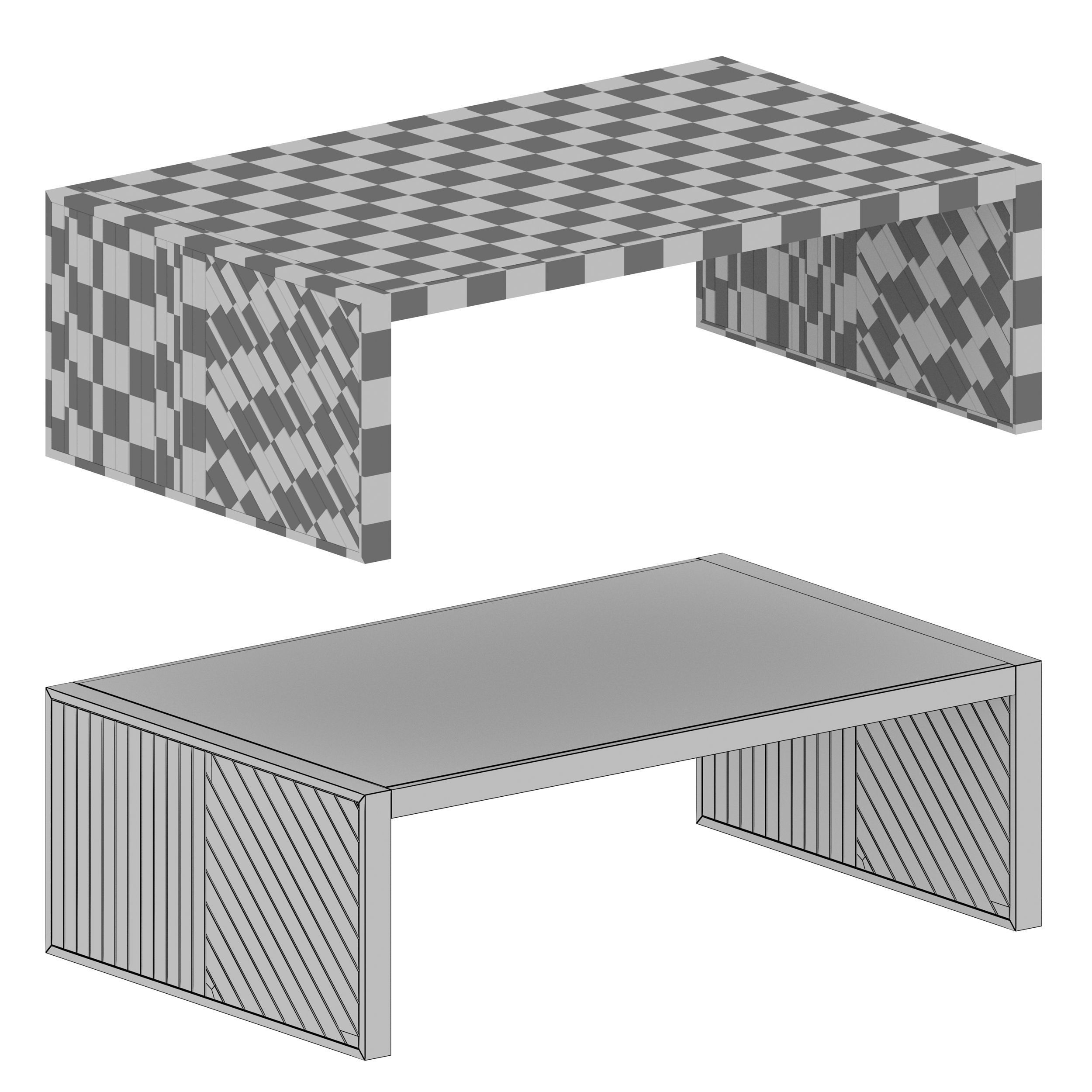 Dunewood Whitewashed Coffee Table Crate and Barrel 3D model_13