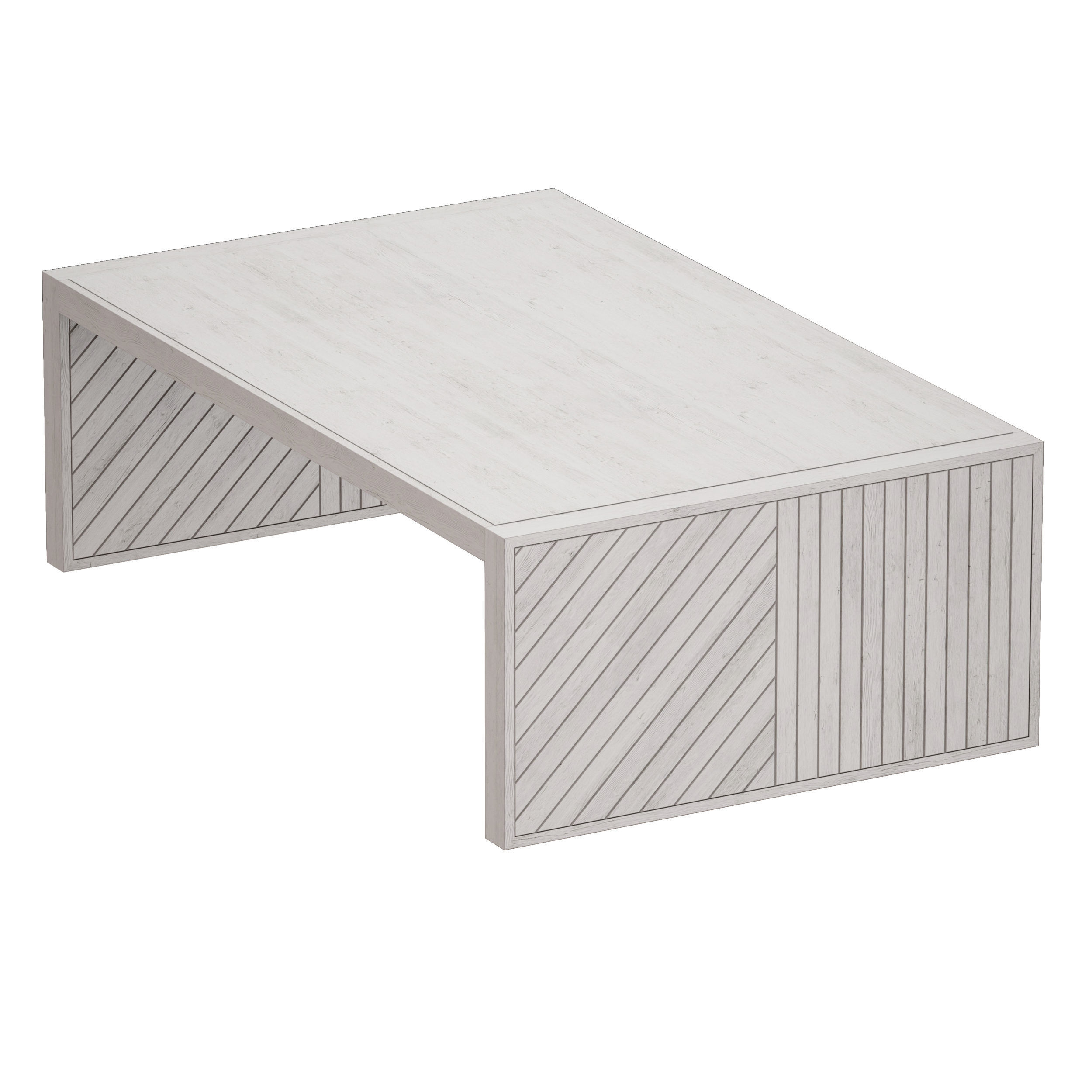 Dunewood Whitewashed Coffee Table Crate and Barrel 3D model_8
