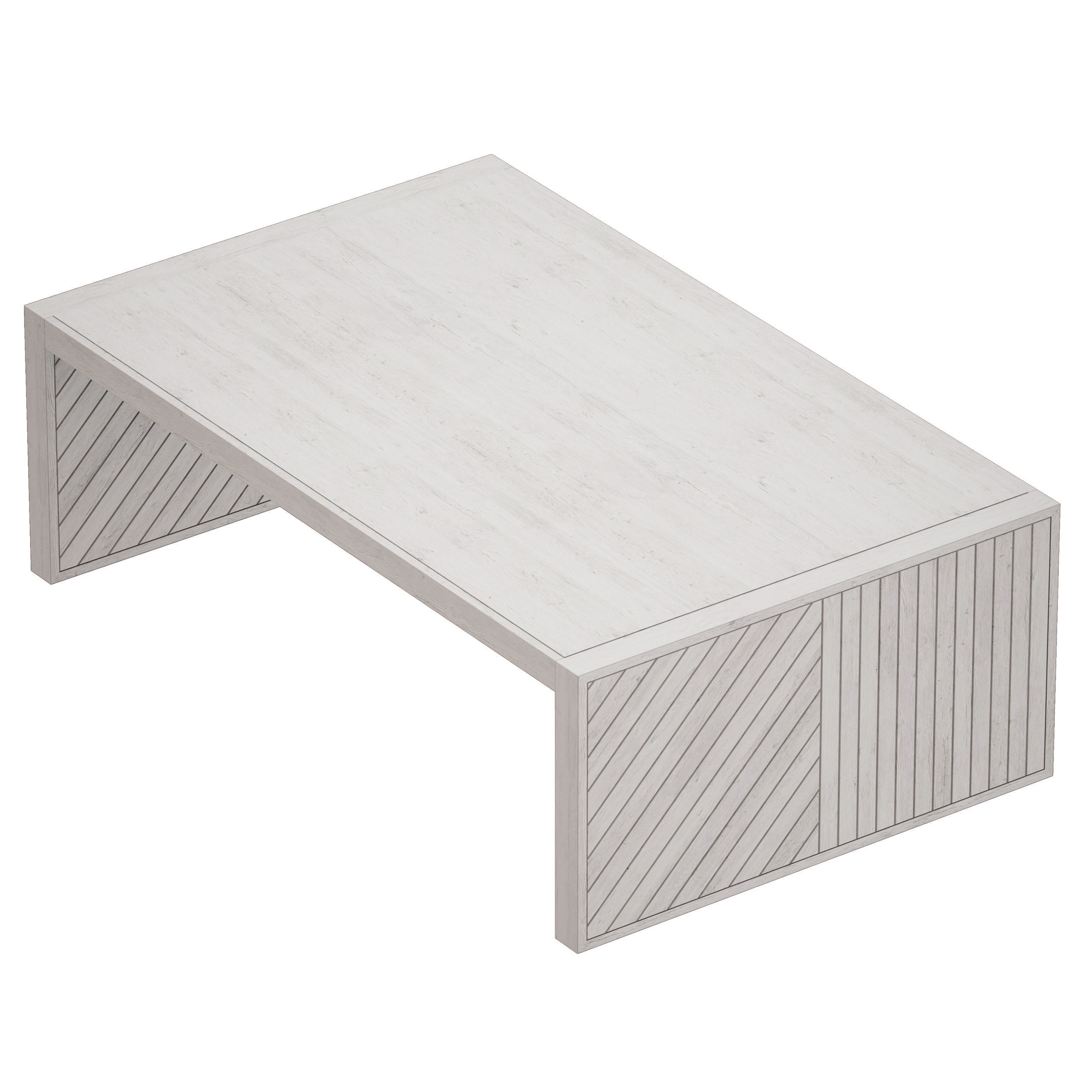 Dunewood Whitewashed Coffee Table Crate and Barrel 3D model_7