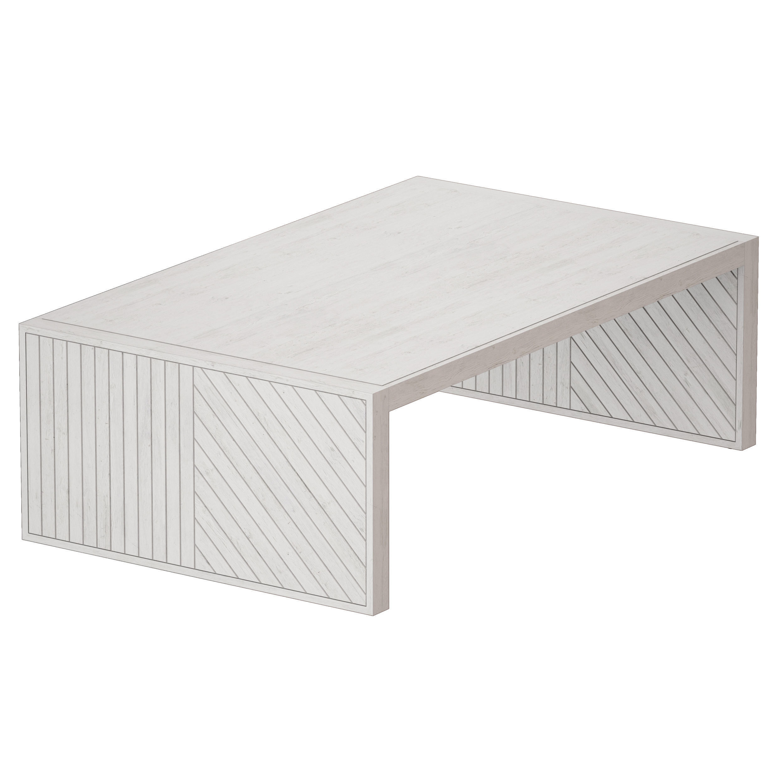 Dunewood Whitewashed Coffee Table Crate and Barrel 3D model_5