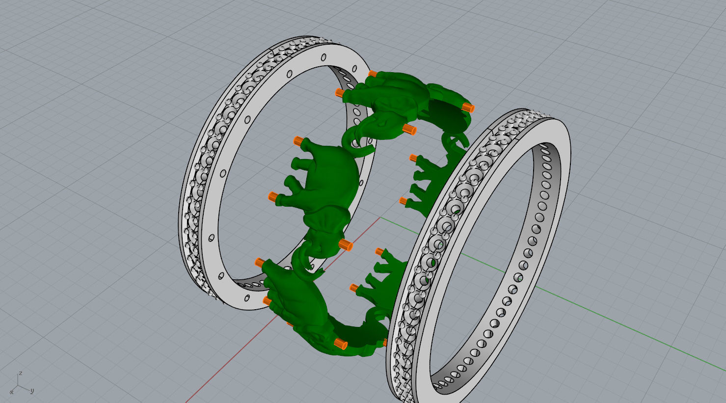 ring seven elephants N - 209 3D print model_10