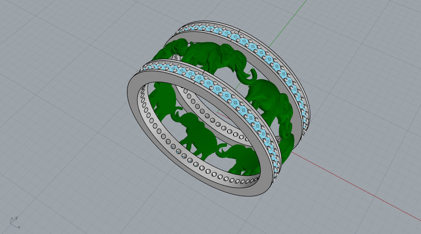 ring seven elephants N - 209 3D print model_8