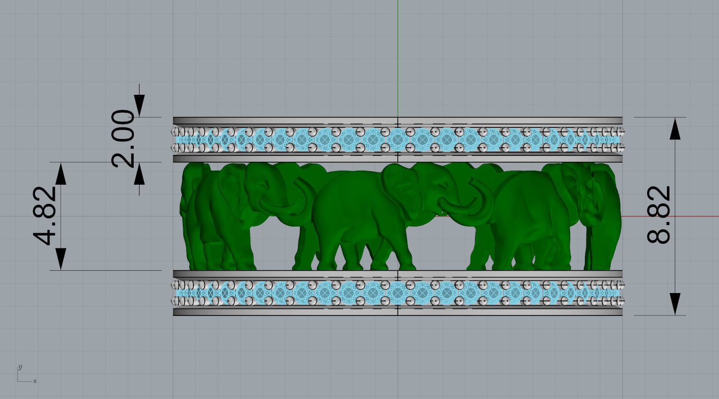 ring seven elephants N - 209 3D print model_4