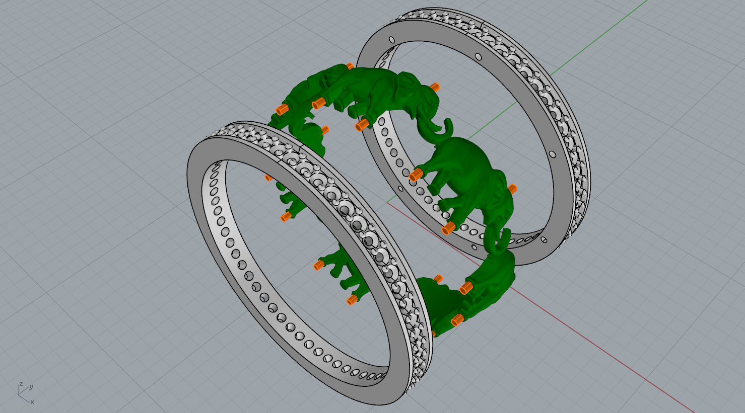 ring seven elephants N - 209 3D print model_9