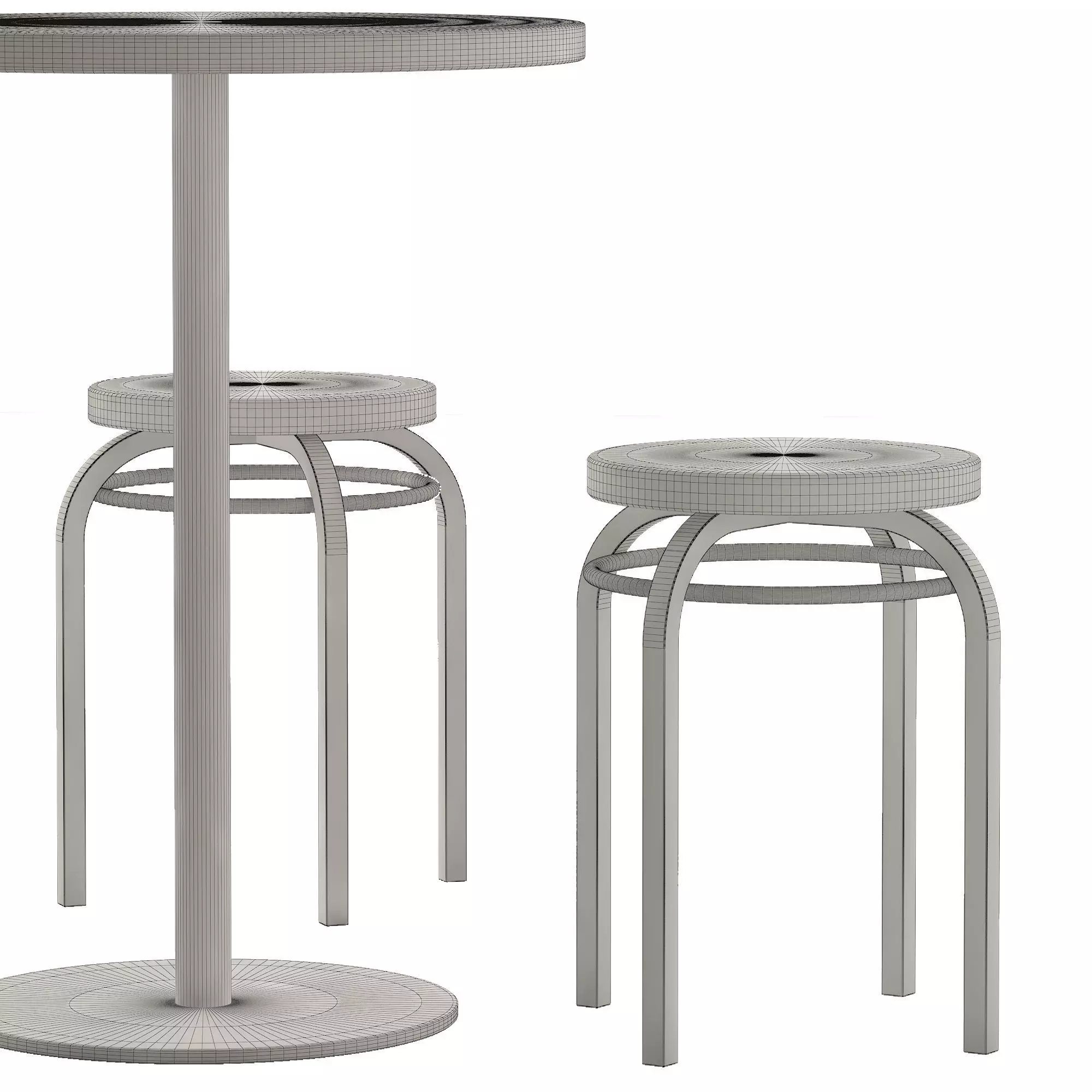 stainless steel table and chair 3D model_3
