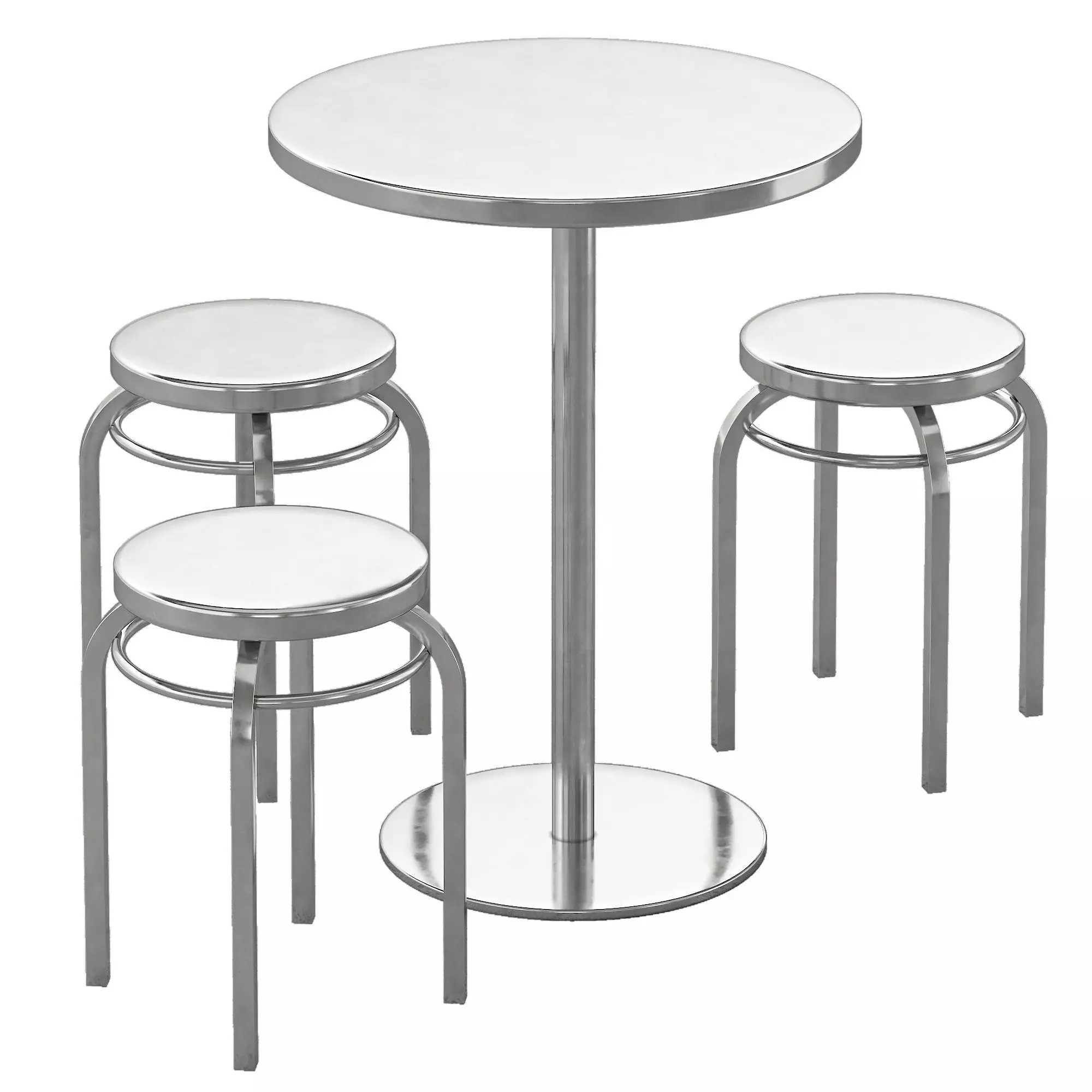 stainless steel table and chair 3D model_1