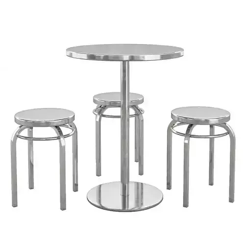 stainless steel table and chair 3D model