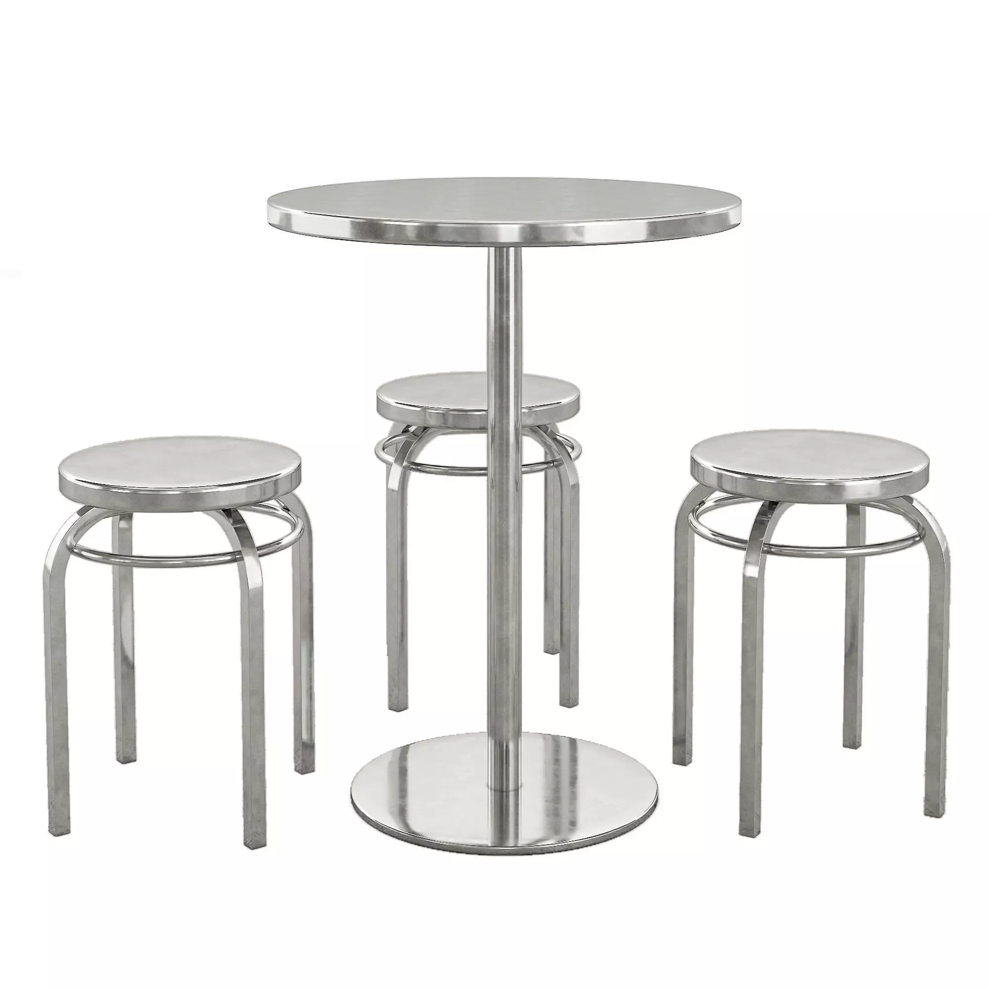 stainless steel table and chair 3D model_0