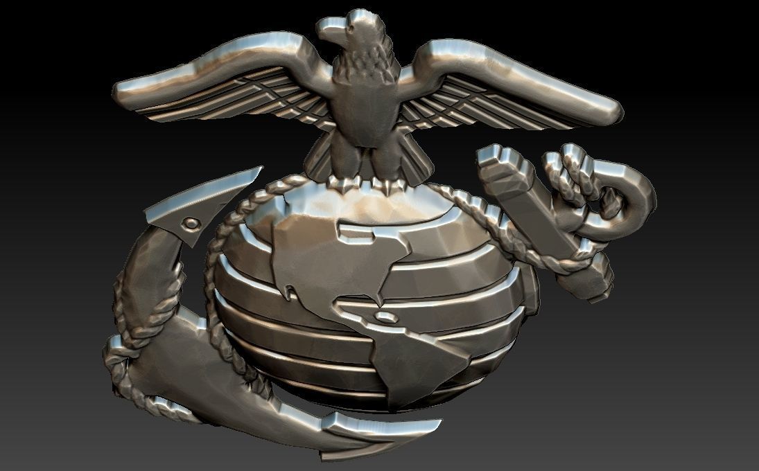 USA Marines Insignia CNC Eagle Globe artcam aspire relief  3D model_2