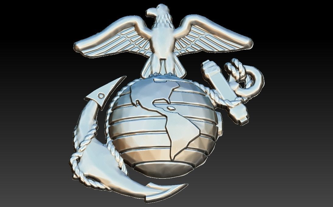 USA Marines Insignia CNC Eagle Globe artcam aspire relief  3D model_1