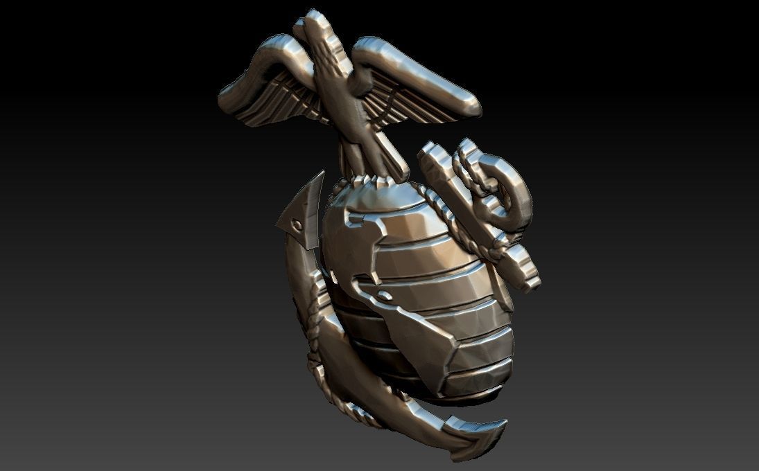 USA Marines Insignia CNC Eagle Globe artcam aspire relief  3D model_3