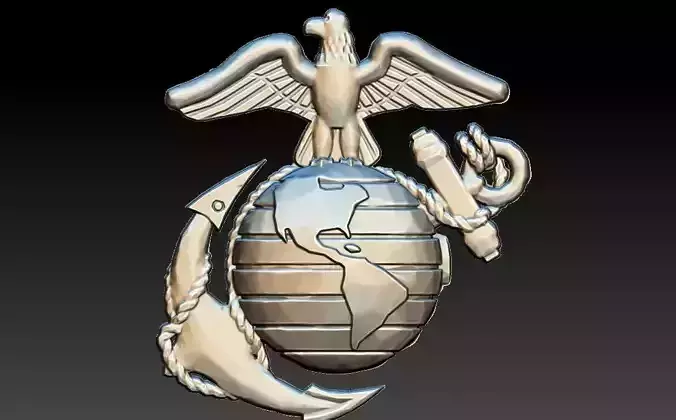 USA Marines Insignia CNC Eagle Globe artcam aspire relief  3D model