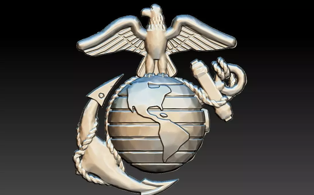 USA Marines Insignia CNC Eagle Globe artcam aspire relief  3D model_0