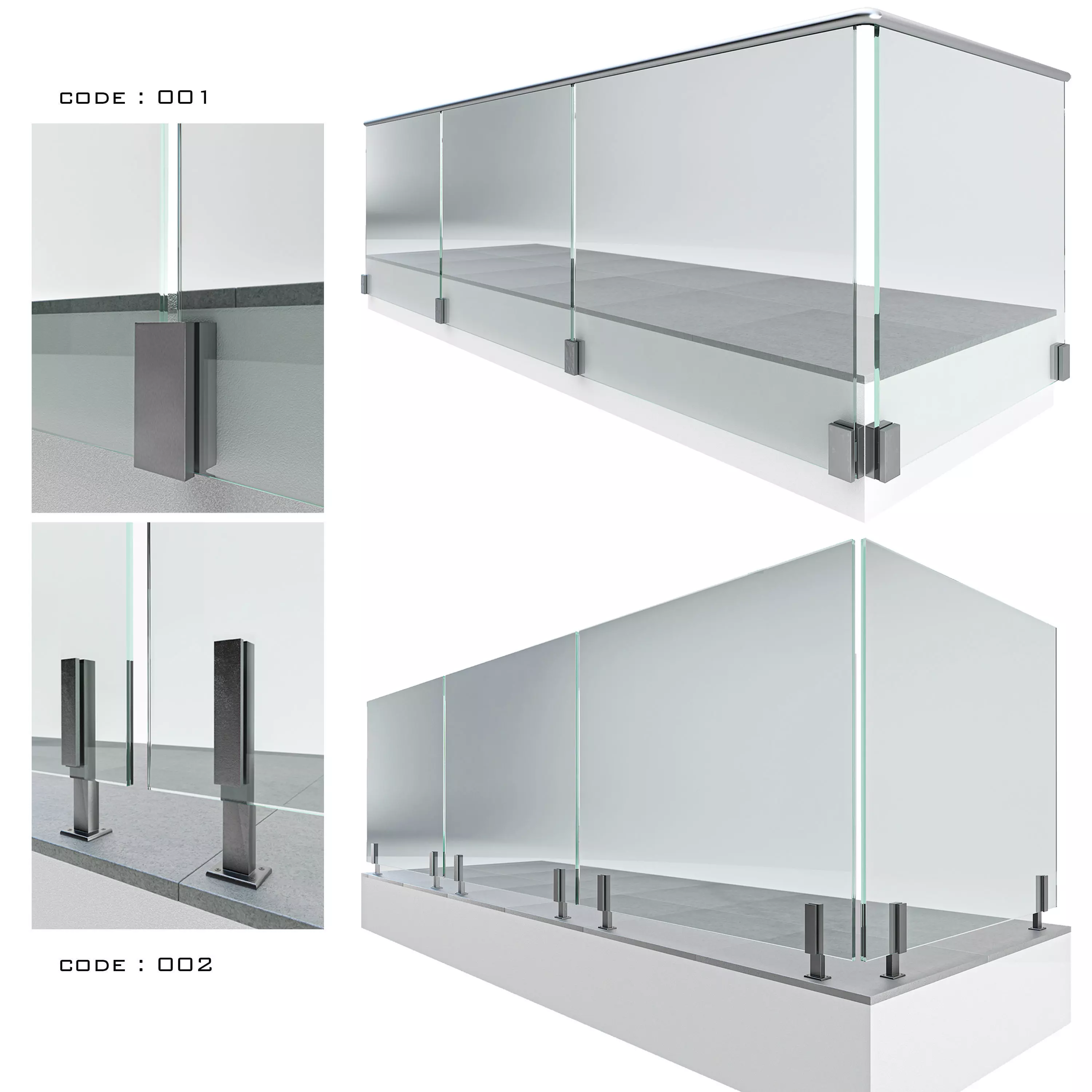 Glass railing-02 3D model_0