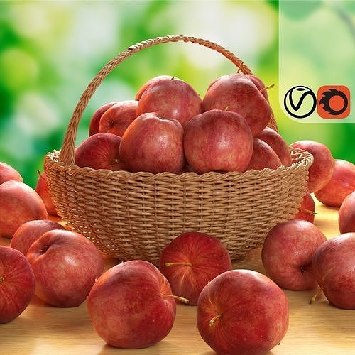  Red Apple Basket Free 3D model