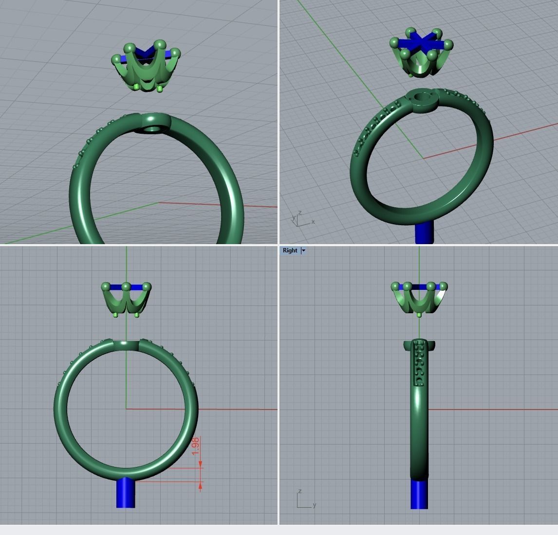 Crown ring 3D print model_7