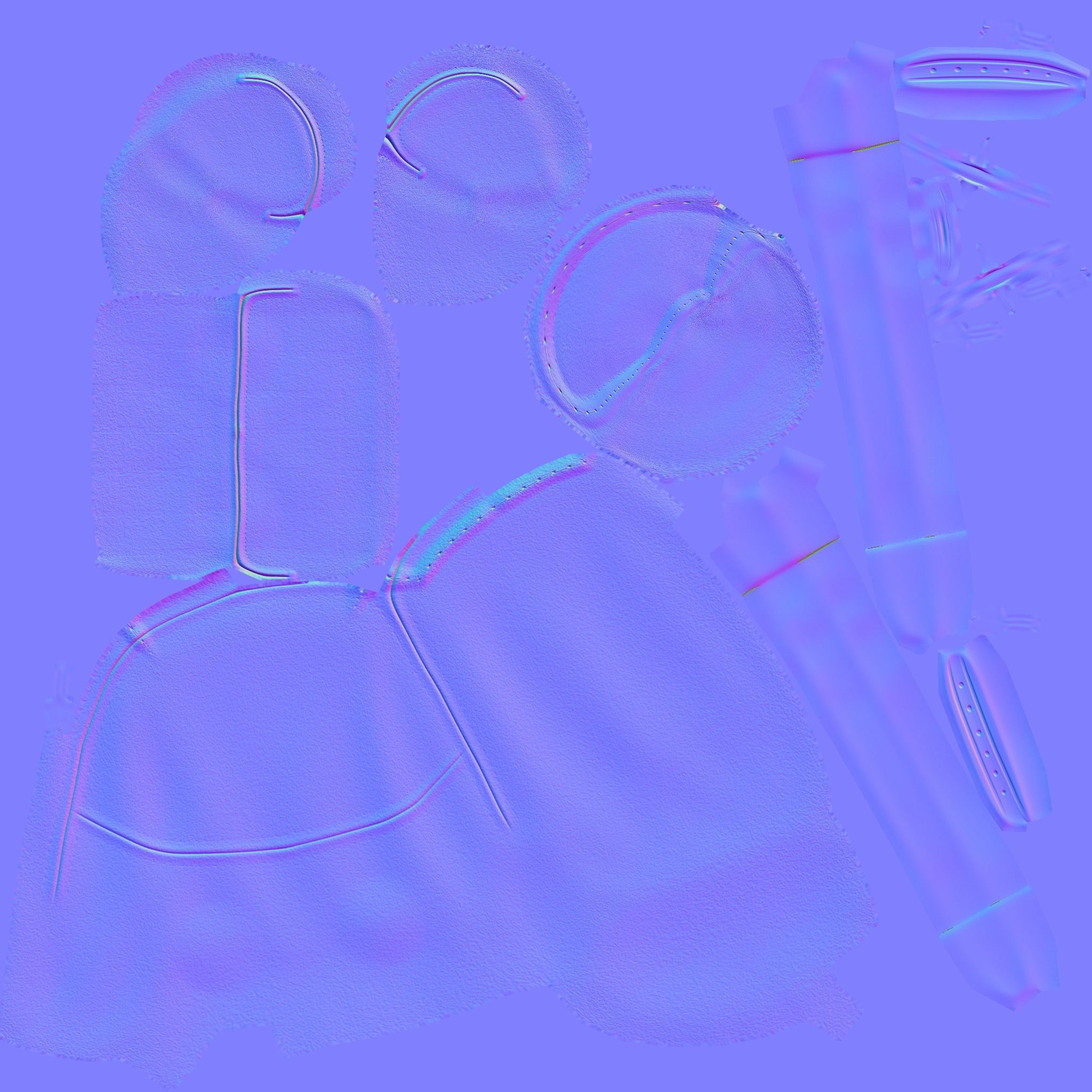 Blue Red Check Backpack - Character Clothing Low-poly 3D model_22