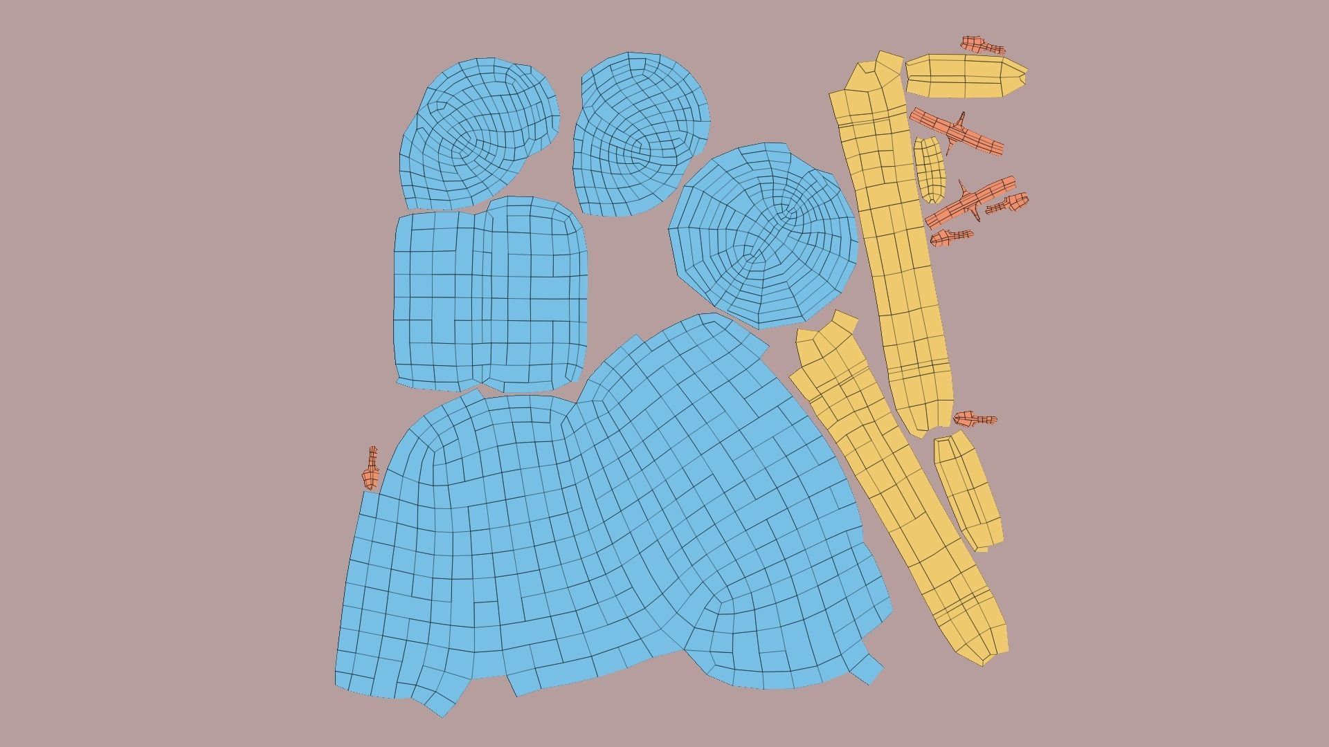 Blue Red Check Backpack - Character Clothing Low-poly 3D model_14