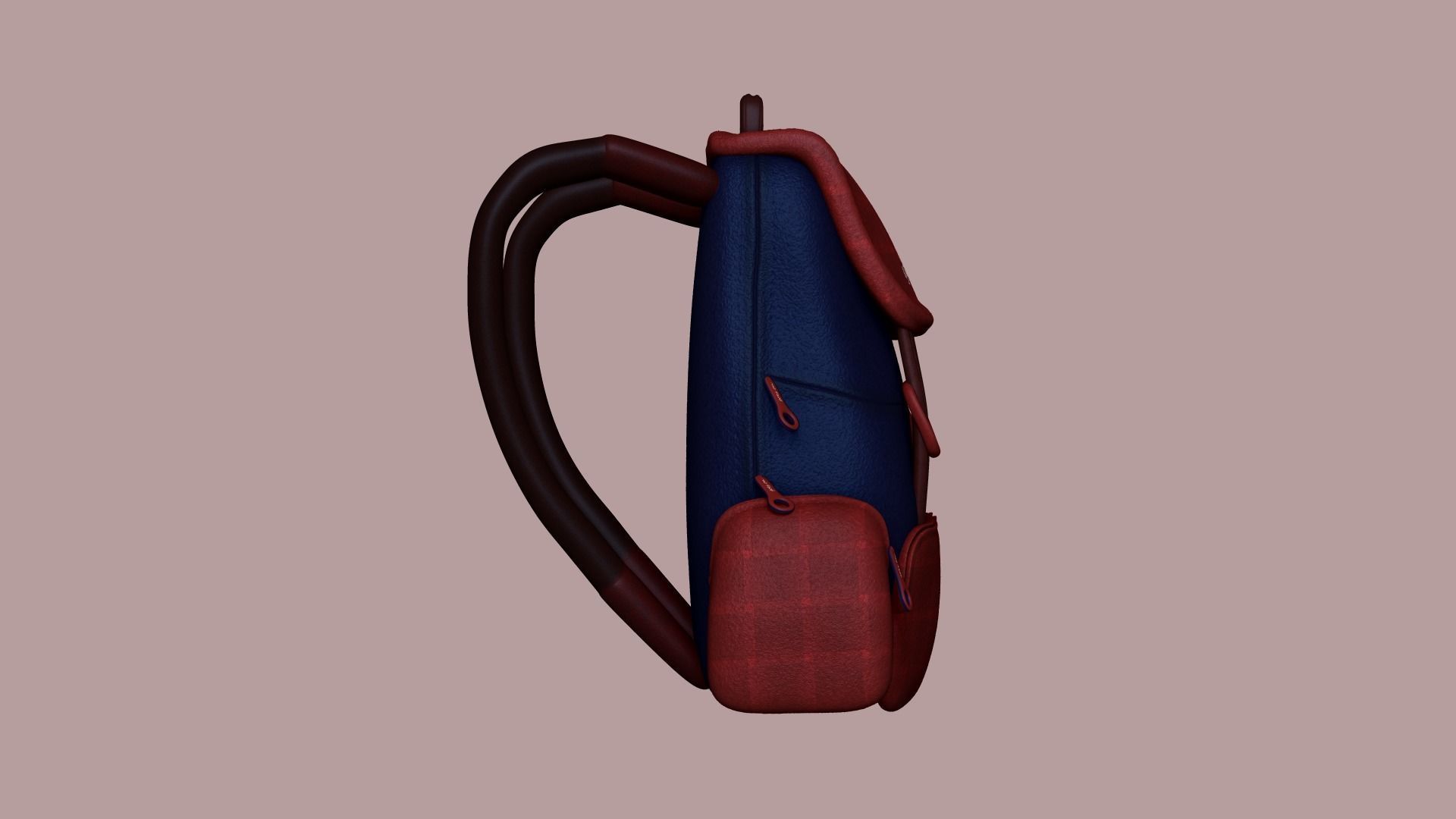 Blue Red Check Backpack - Character Clothing Low-poly 3D model_2