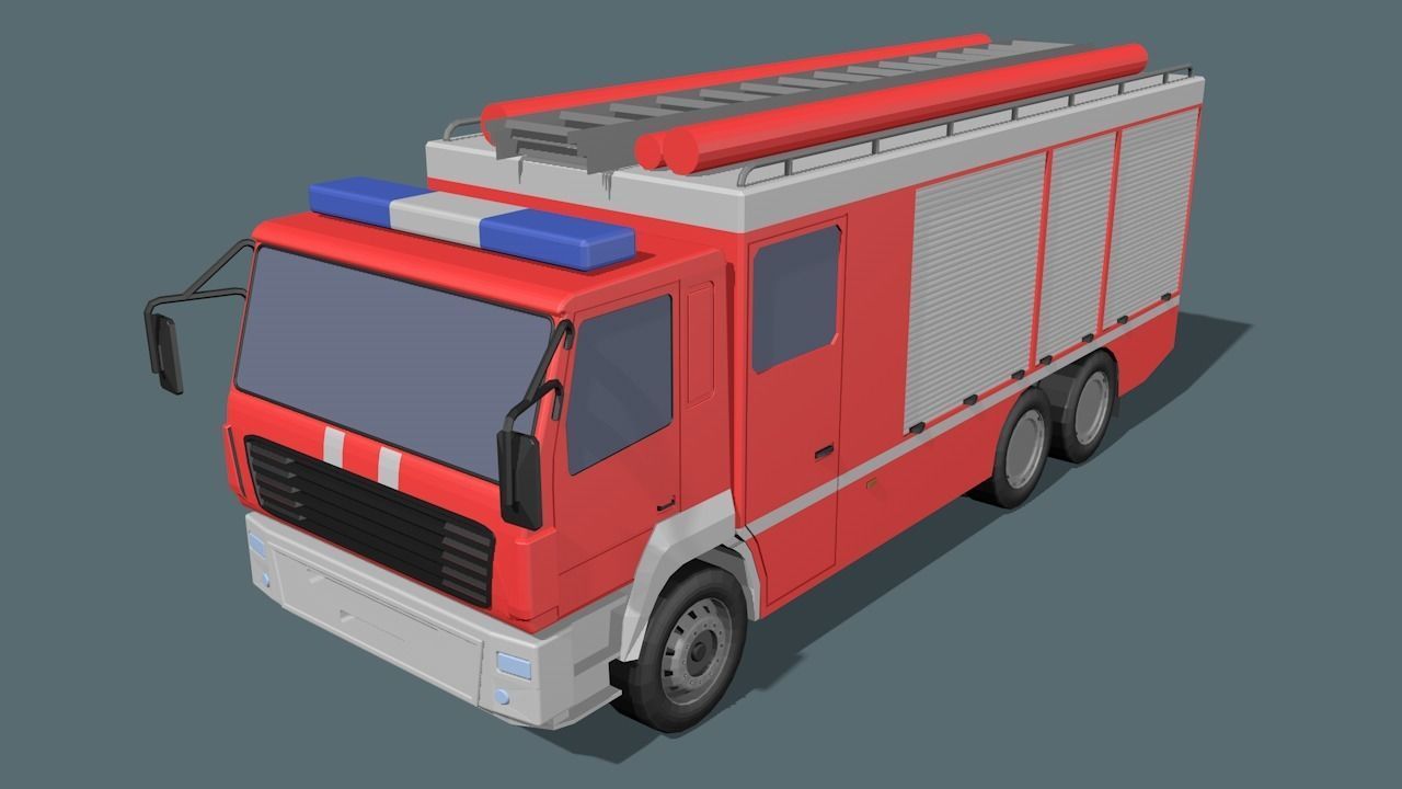 fire truck  Low-poly 3D model_26