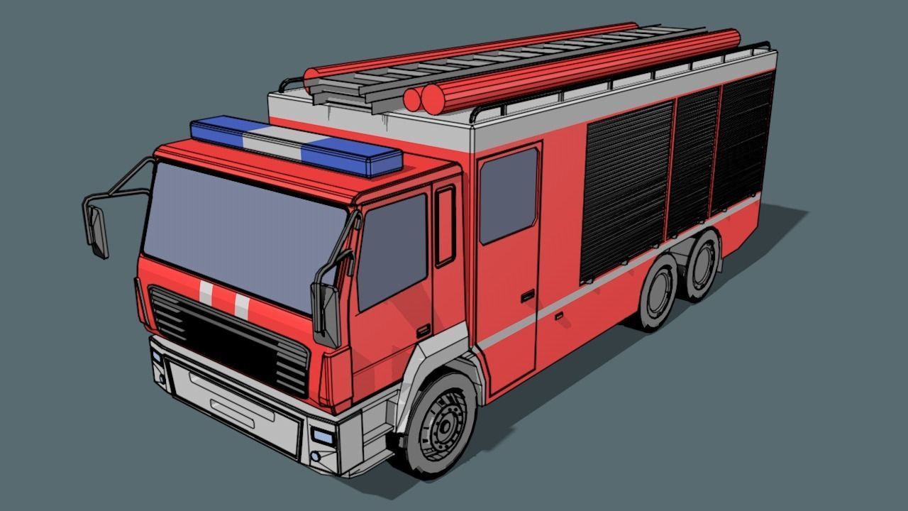 fire truck  Low-poly 3D model_30