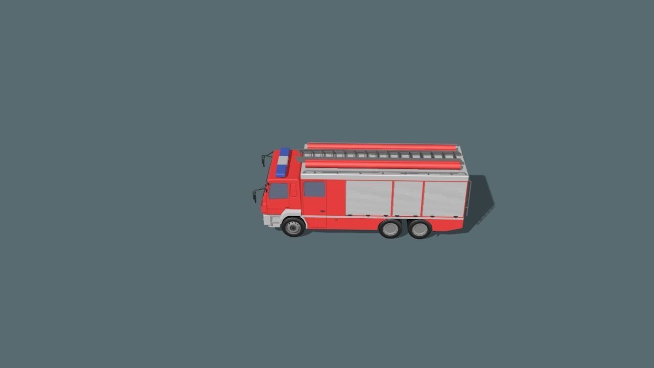 fire truck  Low-poly 3D model_3