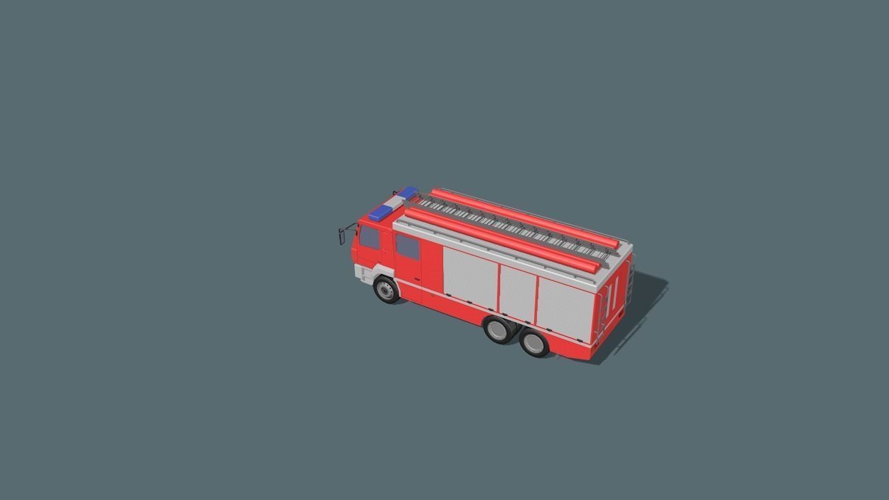 fire truck  Low-poly 3D model_5